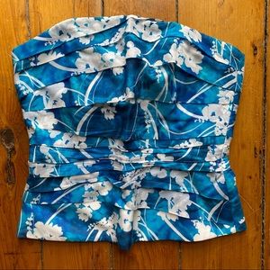 [WHBM] Blue and White Bustier Corset Top